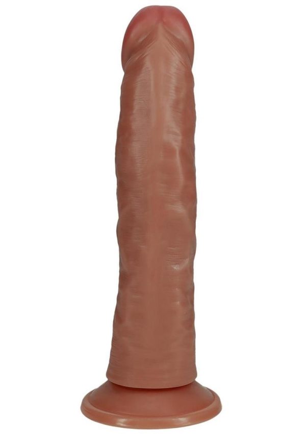 RealRock Vibrating Cock Regular Curved 6in - Caramel