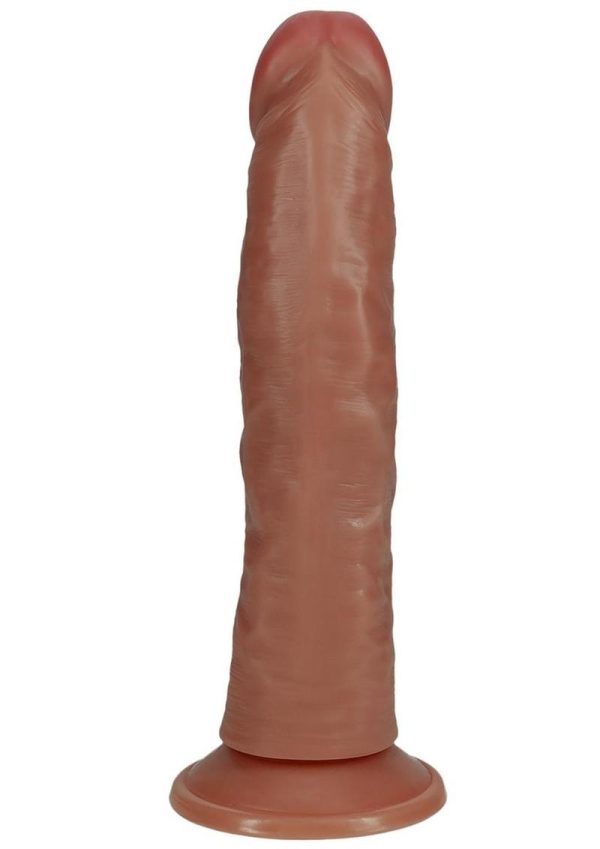 RealRock Vibrating Cock Regular Curved 8in - Caramel