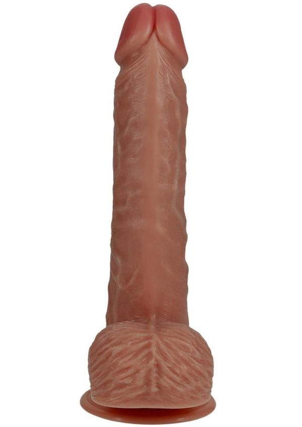RealRock Vibrating Cock with Balls 7in - Caramel
