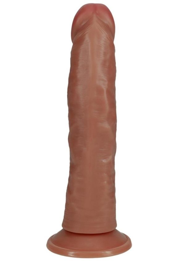 RealRock Vibrating and Rotating Cock Regular Curved 8in - Caramel