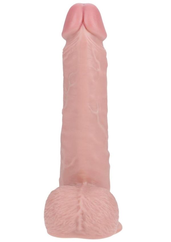 RealRock Vibrating and Rotating Cock with Balls 8in - Vanilla
