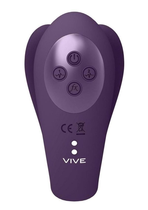 Vive YOKO Rechargeable Silicone Tripe Motor Dual Prongs with Clitoral Pulse Wave Vibrator - Purple
