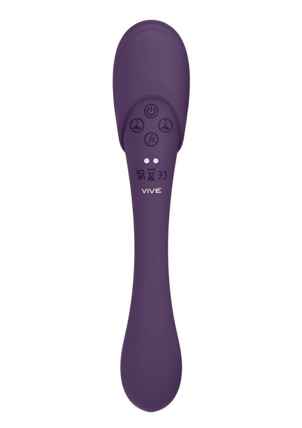 Vive MIRAI Rechargeable Silicone Dual Motor Double Ended Bendable Pulse and Air Wave Vibrator - Purple