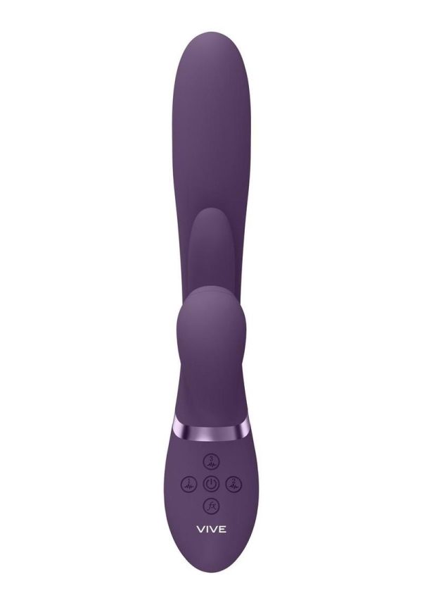 Vive ENA Rechargeable Silicone Triple Motor Thrusting G-Spot with Flapper and Air Wave Clit Stimulation Vibrator - Purple