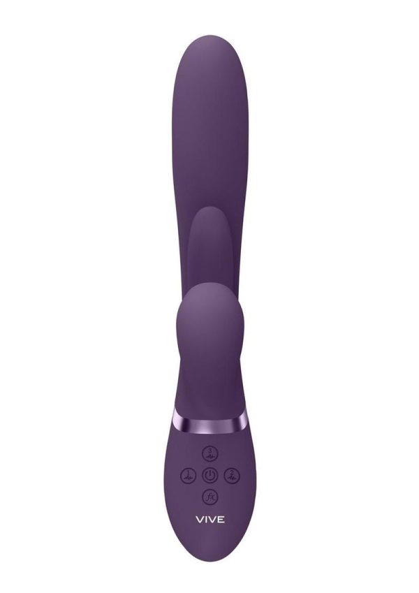 Vive KURA Rechargeable Silicone Triple Motor Thrusting G-Spot with Flapper and Air Wave Clit Stimulation Vibrator - Purple