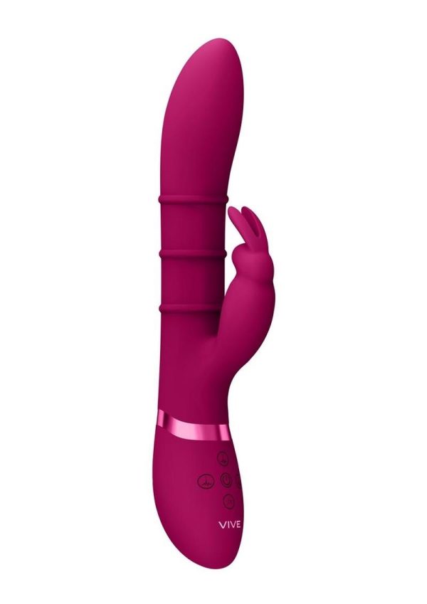 Vive SORA Rechargeable Silicone Triple Motor Up and Down Vibrating Triple Ring Rabbit - Pink