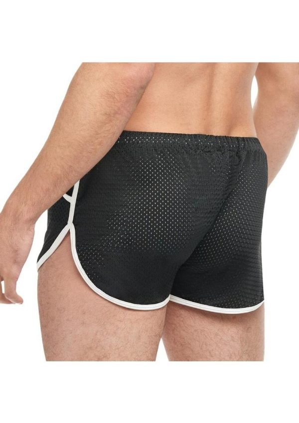Goal Line Side Split Mesh Booty Shorts - Small/Medium - Black