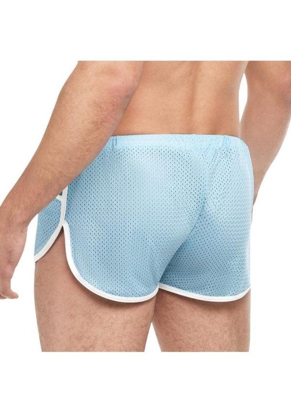 Goal Line Side Split Mesh Booty Shorts - Large/XLarge - Blue