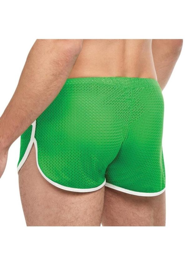 Goal Line Side Split Mesh Booty Shorts - Small/Medium - Green