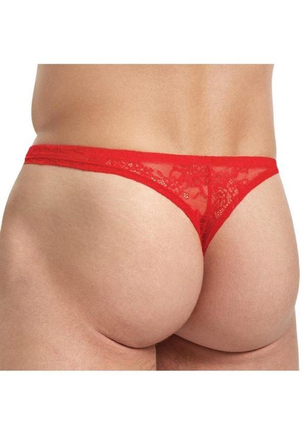 Lace King Lace Thong - M/L - Red