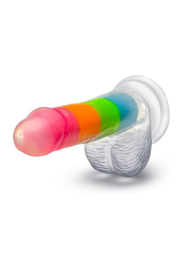 Neo Elite Glow in the Dark Silicone Rainbow Rave Dildo 6.5in - Multicolor