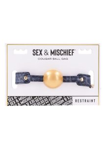 Sex and Mischief Cougar Ball Gag - Navy/Gold