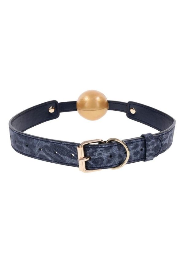 Sex and Mischief Cougar Ball Gag - Navy/Gold