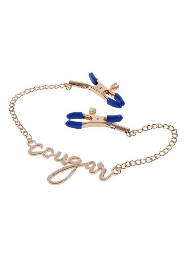 Sex and Mischief Cougar Nipple Clamps - Navy/Gold
