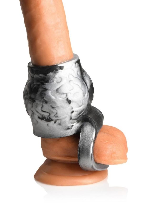Creature Cocks Night Prowler Silicone Penis Sleeve - Medium - Silver/Black