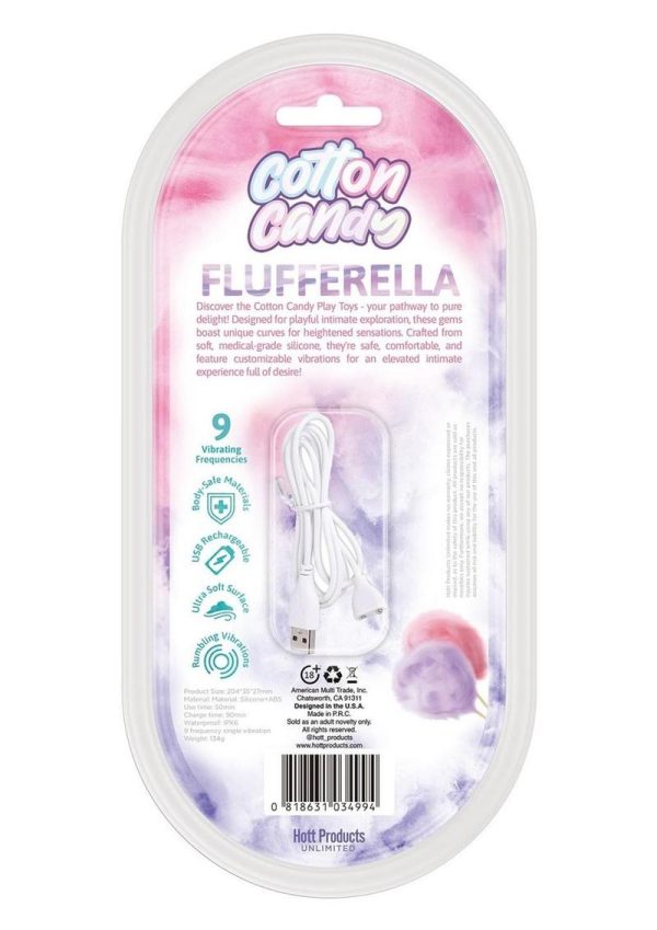 Cotton Candy Flufferella Rechargeable Silicone Vibrator - Fuschia/Aqua
