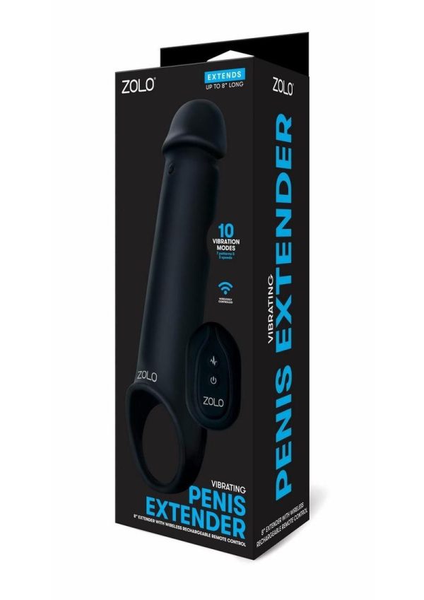 Zolo Vibrating Silicone Rechargeable Penis Extender with Remote Control - Black
