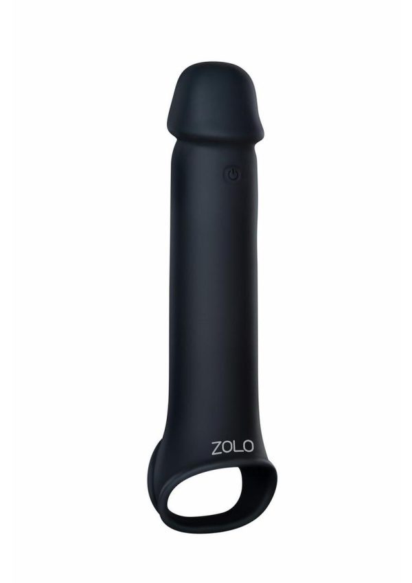 Zolo Vibrating Silicone Rechargeable Penis Extender with Remote Control - Black