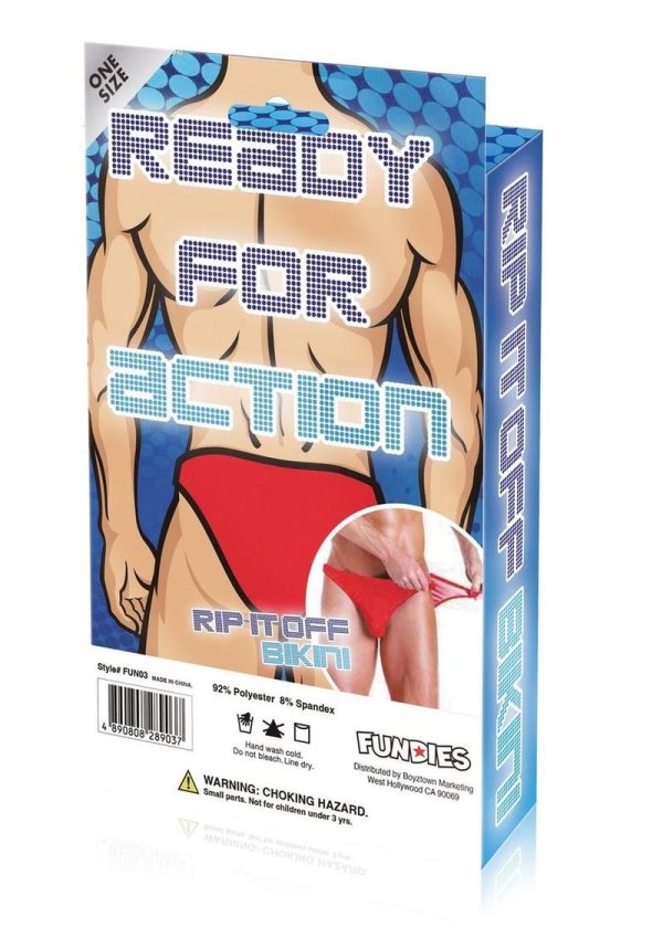 Fundies Rip it Off Bikini with Red Satin Ribbon - OS - Red