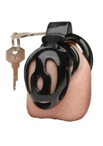 Master Series Hard Stop Double Ring Chastity Cage - Black