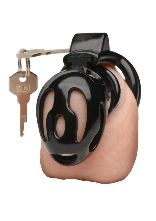 Master Series Hard Stop Double Ring Chastity Cage - Black