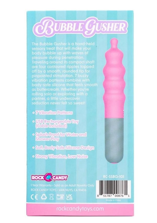 Rock Candy Bubble Gusher Rechargeable Silicone Vibrator - Pink/Gray