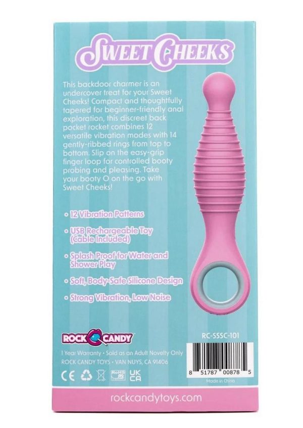 Rock Candy Sweet Cheeks Rechargeable Silicone Anal Vibrator - Pink/Gray