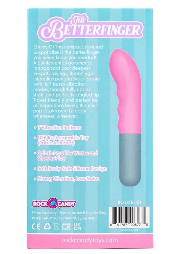 Rock Candy The Betterfinger Rechargeable Silicone G-Spot Vibrator - Pink/Gray