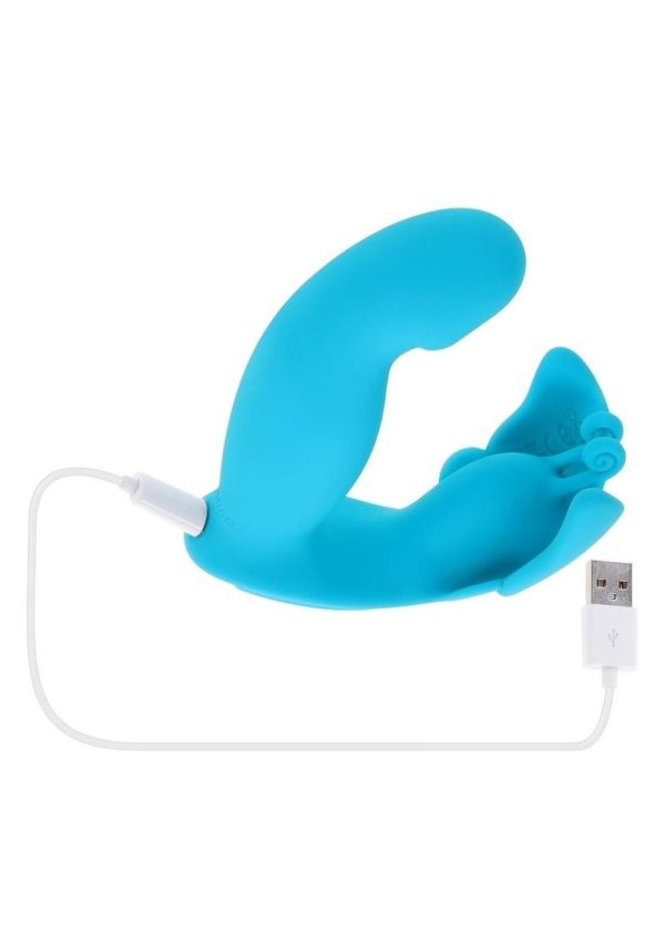 Spread Your Wings Rechargeable Silicone Multi Vibrator - Blue