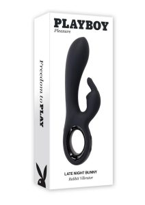 Playboy Late Night Bunny Rechargeable Silicone Rabbit Vibrator - Black
