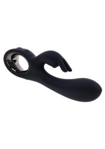 Playboy Late Night Bunny Rechargeable Silicone Rabbit Vibrator - Black