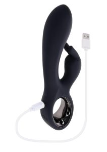 Playboy Late Night Bunny Rechargeable Silicone Rabbit Vibrator - Black