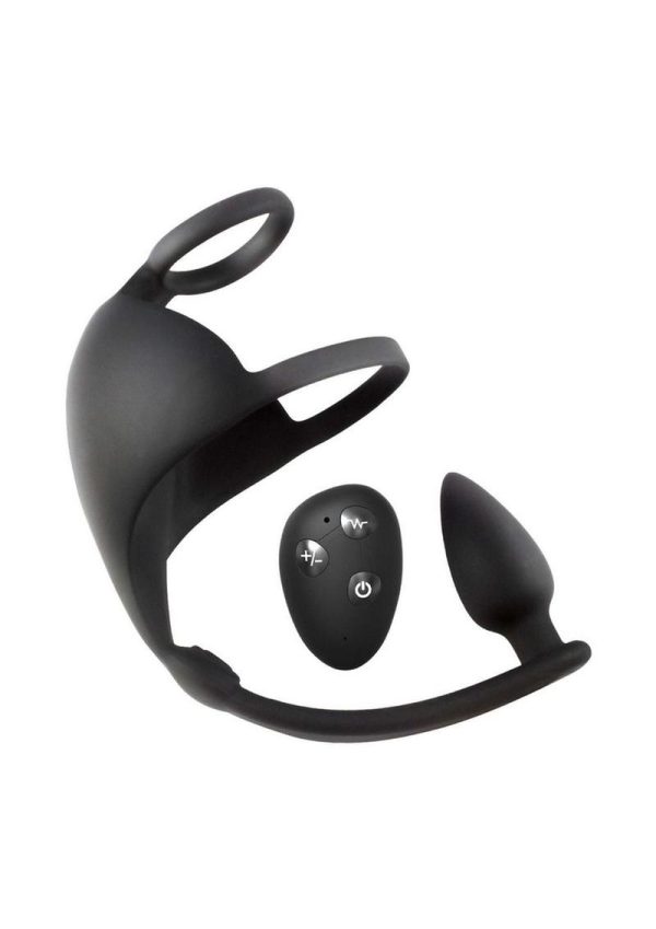 Magic Scrotum Massager Rechargeable Silicone Plug with Remote Control - Black