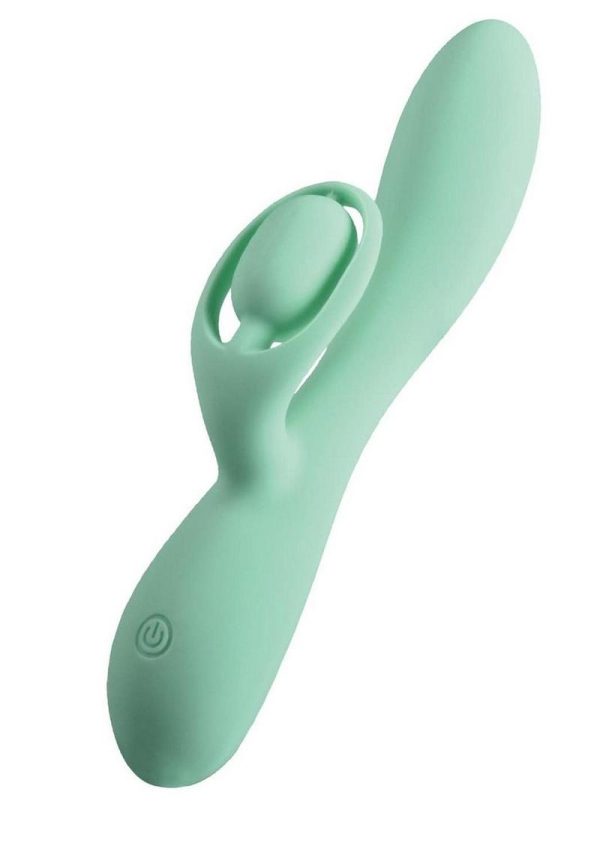 Blaze Romantic Rechargeable Silicone Rabbit Vibrator - Aqua