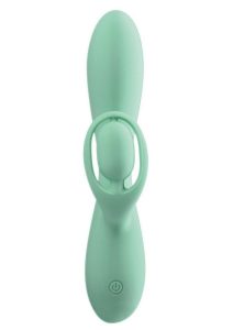 Blaze Romantic Rechargeable Silicone Rabbit Vibrator - Aqua