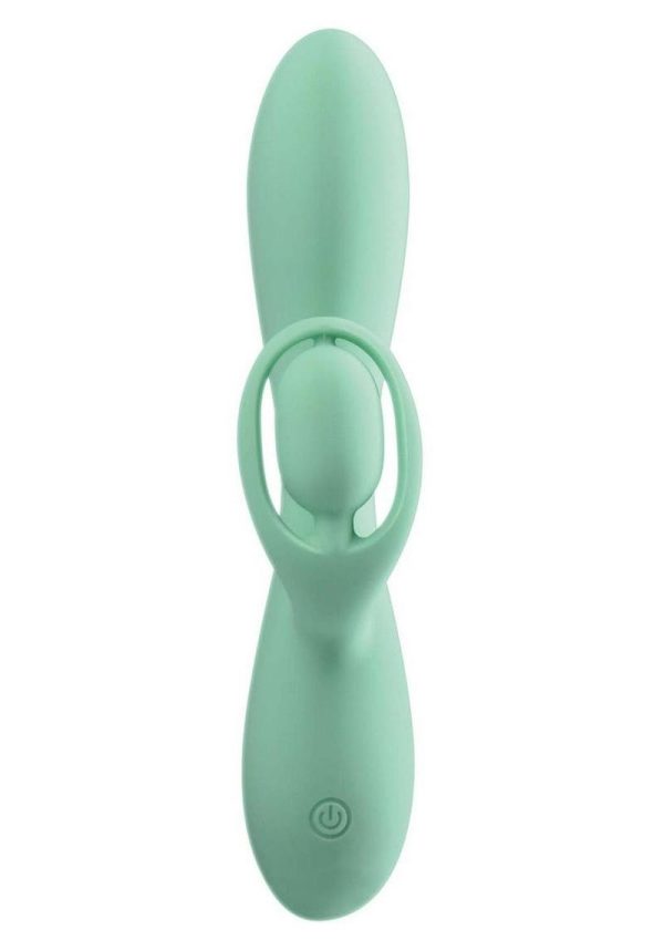 Blaze Romantic Rechargeable Silicone Rabbit Vibrator - Aqua