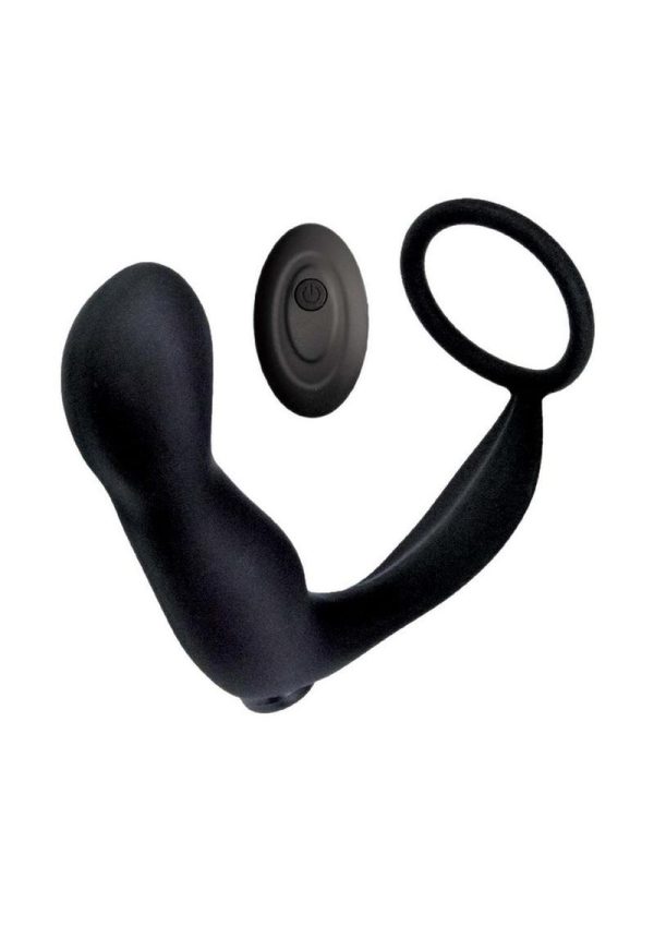 Ass-Sation Contoured Rechargeable Silicone Anal Plug Remote Control - Black
