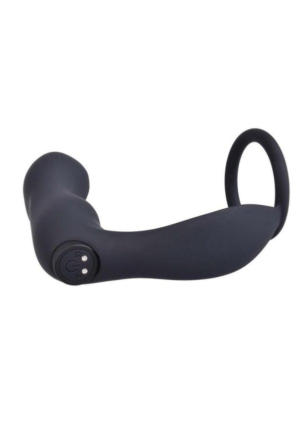 Ass-Sation Contoured Rechargeable Silicone Anal Plug Remote Control - Black