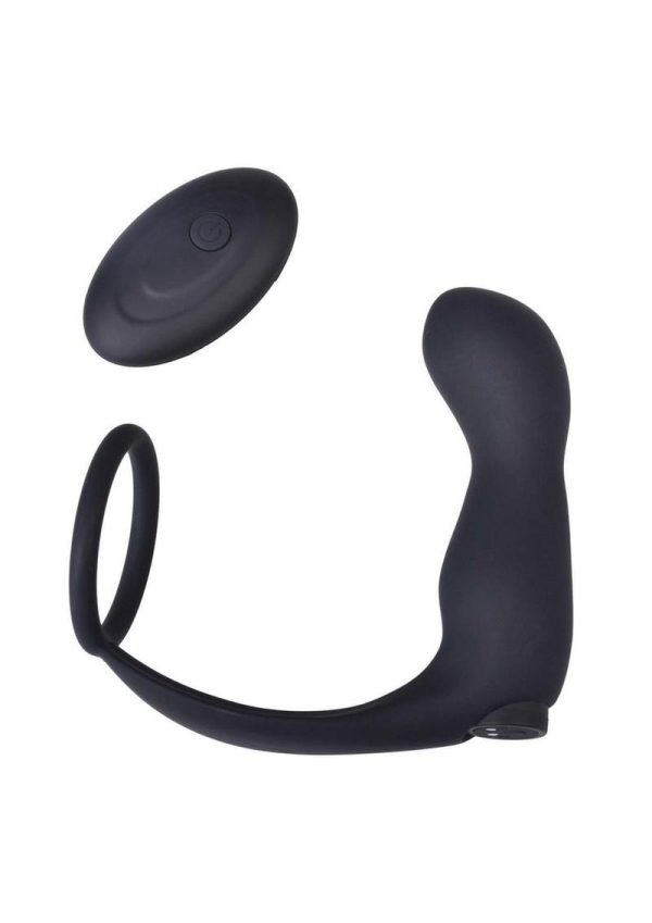 Ass-Sation Contoured Rechargeable Silicone Anal Plug Remote Control - Black