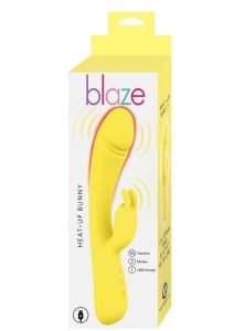 Blaze Heat Up Bunny Rechargeable Silicone Rabbit Vibrator - Yellow