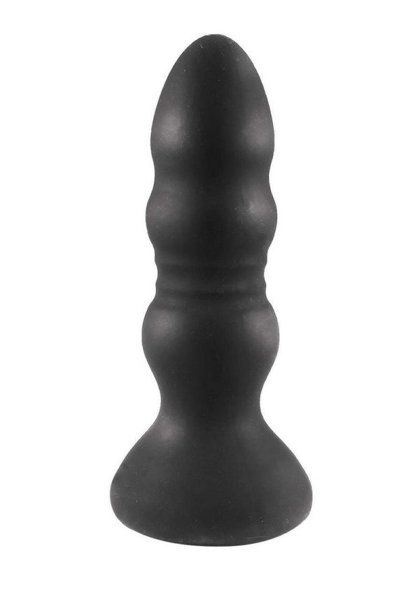 Atomic Thrusting Light-Up Rechargeable Silicone Power Plug with Remote Control - Black