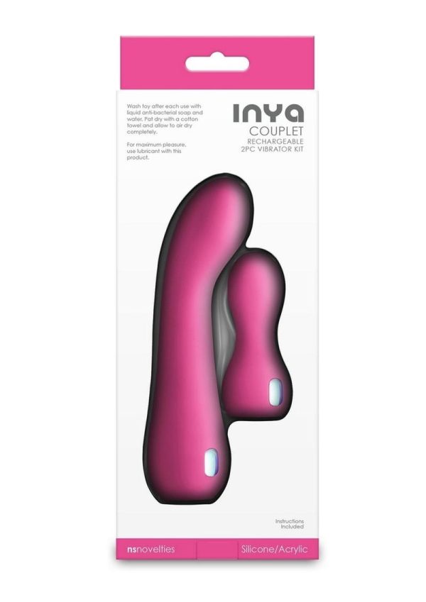 Inya Couplet Rechargeable Silicone Vibrators (2pc Set) - Pink