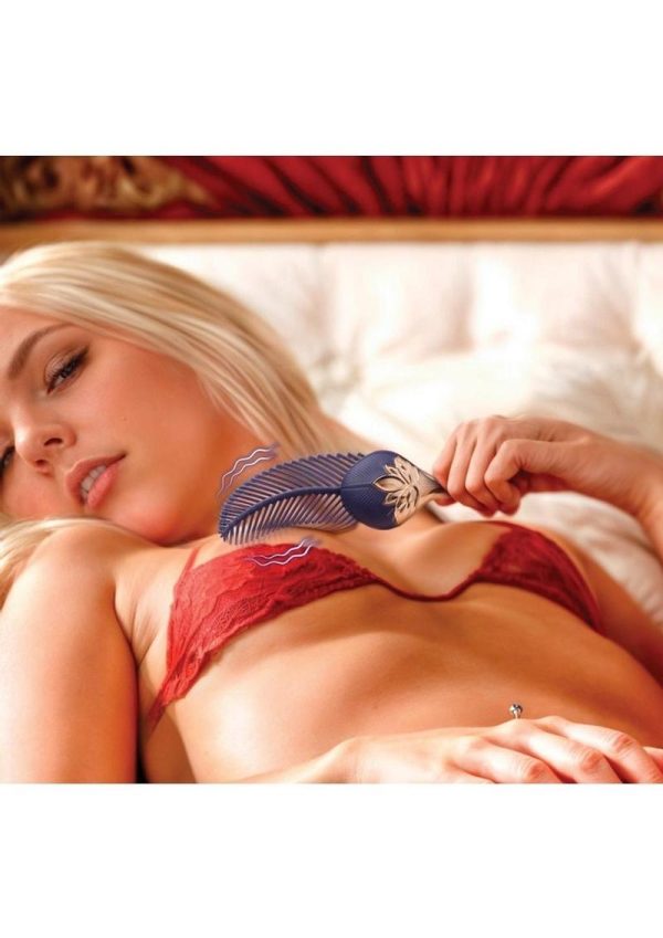 Master Series The Tickler Vibrating Rechargeable Silicone Feather Tickler - Purple/Rose Gold