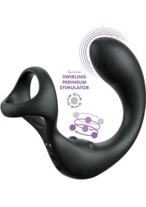 Anal Fantasy Elite Ass-Gasm Taint-Alizer Rechargeable Silicone Prostate Stimulator with Remote Control - Black