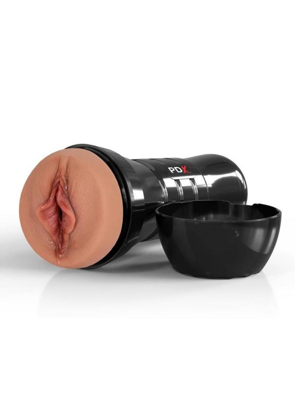 PDX Extreme Wet Pussies Super Luscious Lips XXL Self Lubricating Stroker - Caramel