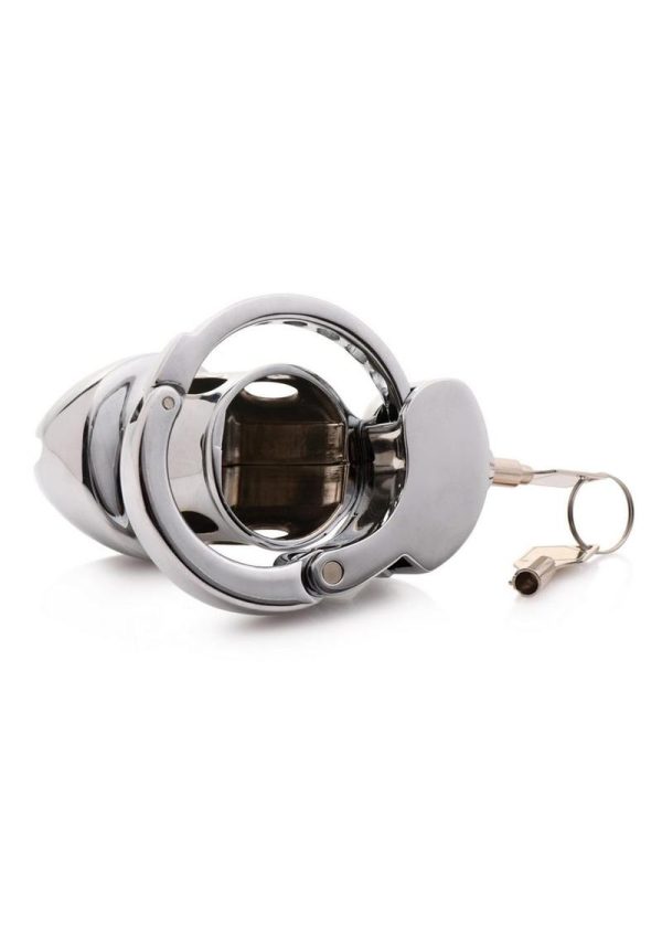 Master Series Cock Cuff Snap-On Chastity Cage - Silver