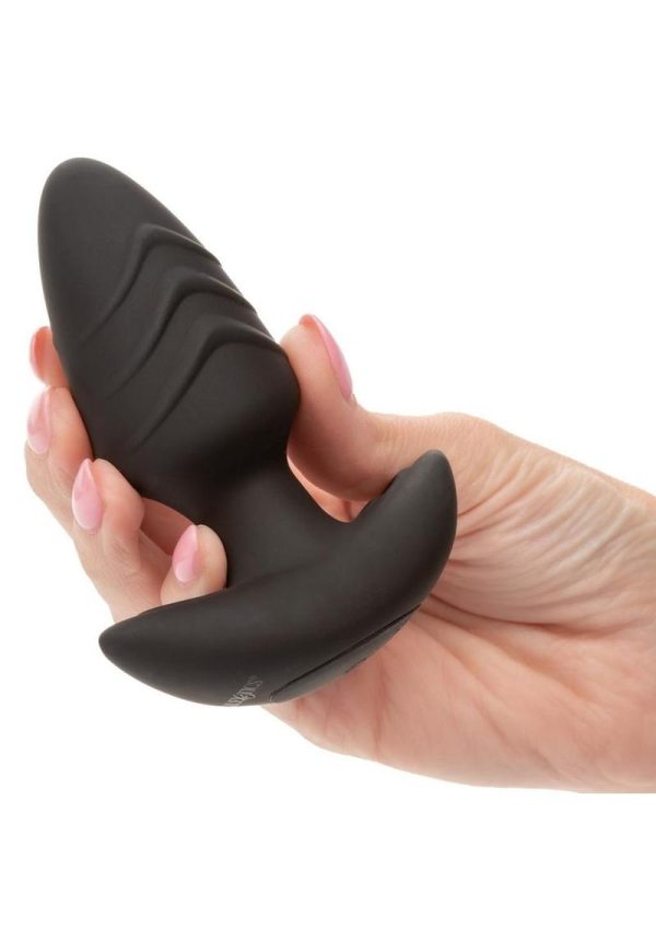 Rock Bottom Vibrating Rotating Probe Rechargeable Silicone Anal Vibrator - Black