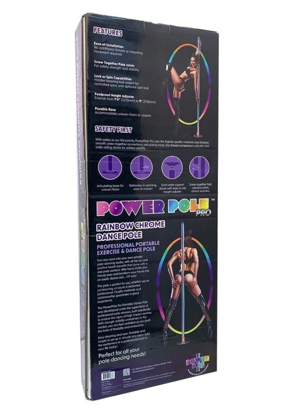 Power Pole Pro Professional Portable Exercise and Dance Spinning Pole Extends Up To 9ft - Rainbow