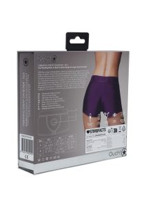 Ouch! Vibrating Strap-On Boxer with Rechargeable Bullet - XS/SM - Purple