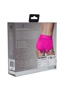 Ouch! Vibrating Strap-On Brief with Rechargeable Bullet - XS/SM - Pink